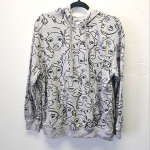 Maya Angelou Face Print African American Gray Graphic Hoodie Sweatshirt Size XL